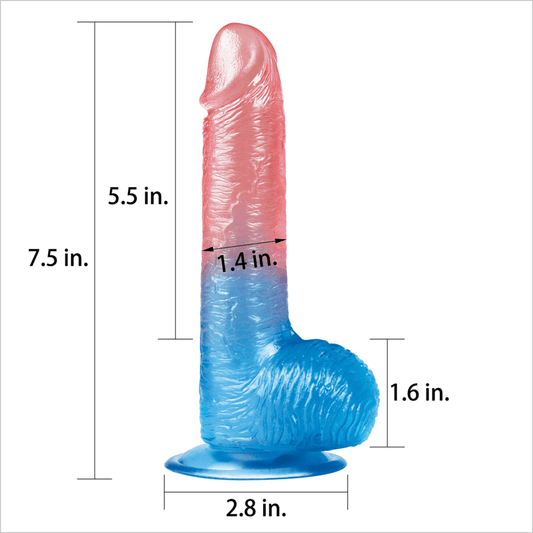 7.5" Dazzle Studs Dildo Lovetoy Measurements