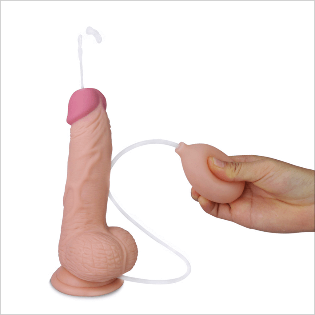 8" Realistic Squirting Cock & Balls Dildo Lovetoy