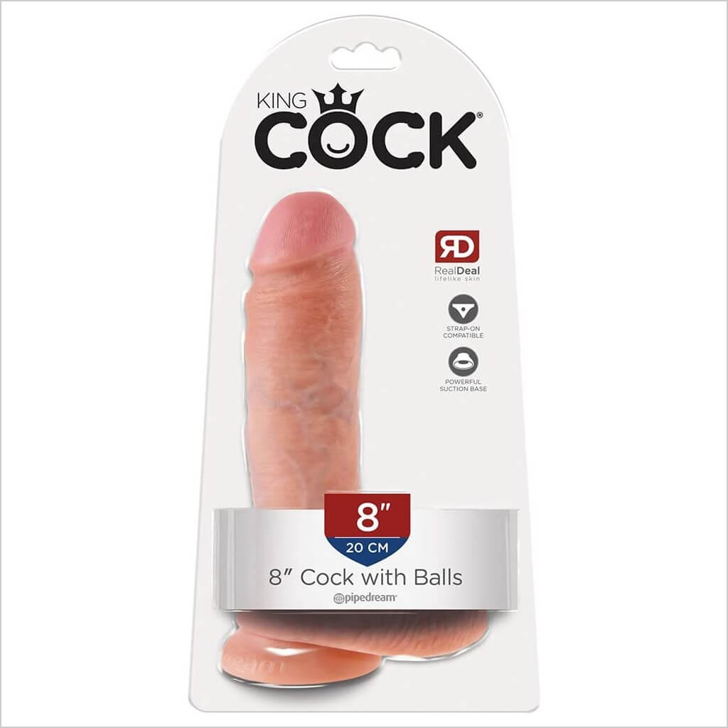 King Cock 8" Cock with Balls Packaging