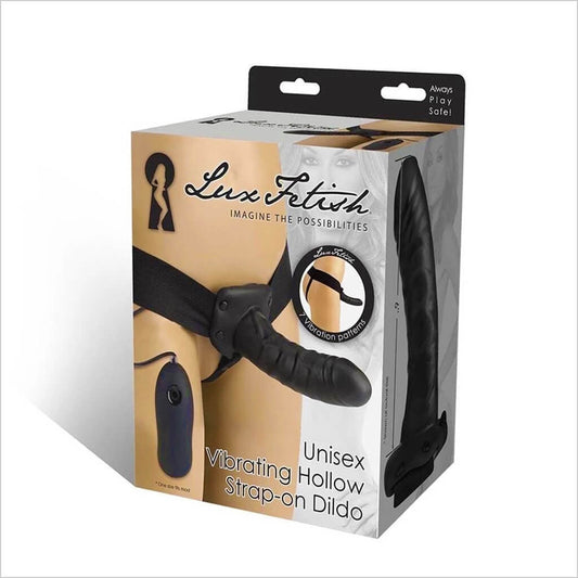 Unisex Vibrating Hollow Strap On Dildo With Remote Lux Fetish